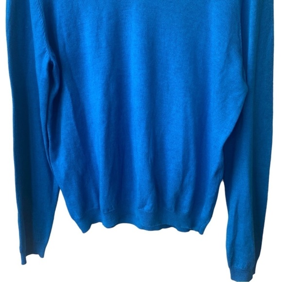 Calvin Klein Mens Merino Wool Sweater Size L Cobalt Blue V Neck Preppy Grandpa - Picture 4 of 9